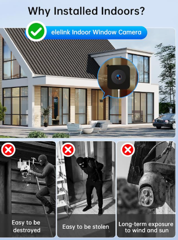 Cámara de seguridad para ventana de 3 MP 2K, WiFi de 2.4 GHz y 5 GHz, visión nocturna Colorvue AI a color