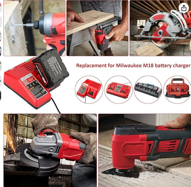 LabTEC Cargador de una batería M18 para Milwaukee, Cargador de 18 V y 65 W de Repuesto para Milwaukee XC 48-59-1812, 48-11-1820, 48-11-2402, 48-11-1840, 48-11-1850, 48-11-1852 y 48-11-2401