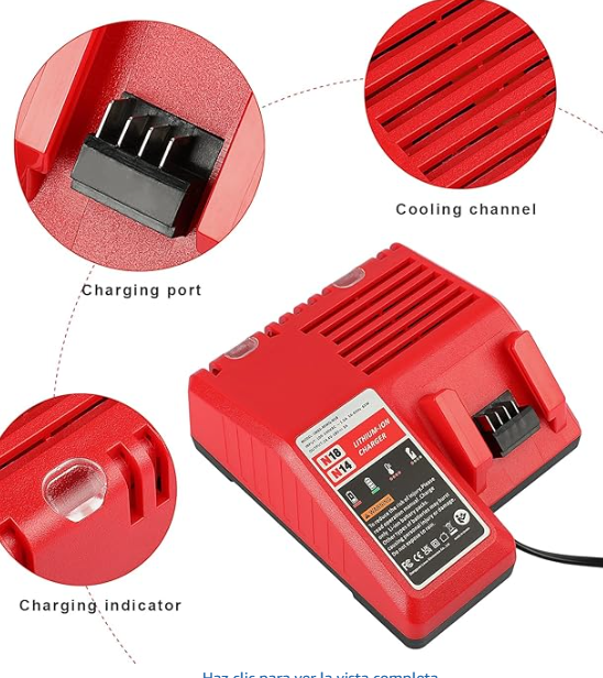 LabTEC Cargador de una batería M18 para Milwaukee, Cargador de 18 V y 65 W de Repuesto para Milwaukee XC 48-59-1812, 48-11-1820, 48-11-2402, 48-11-1840, 48-11-1850, 48-11-1852 y 48-11-2401