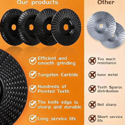 BLEKOO 4 Piezas Discos de Lijado de Madera de 125 mm | Acero al carbono calidad, ∅ 125mm ext., 22,2mm int., para amoladoras 125-230mm, lijado, reparación, tallado, pulido.