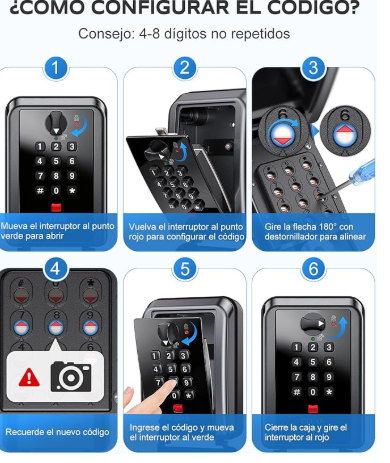 Mohard Caja de Seguridad para Llaves, Caja Llaves Pared con Combinación 12 Dígitos, Gran Capacidad & Impermeable Caja Fuerte Llaves Exterior con Código Resttable para Hogar Garaje Escuela Oficina
