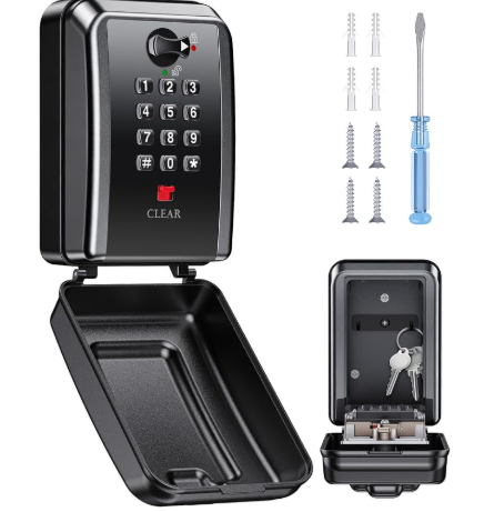 Mohard Caja de Seguridad para Llaves, Caja Llaves Pared con Combinación 12 Dígitos, Gran Capacidad & Impermeable Caja Fuerte Llaves Exterior con Código Resttable para Hogar Garaje Escuela Oficina