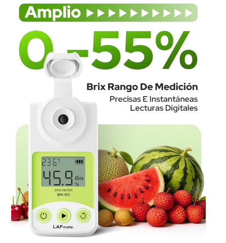 Refractómetro Digital, rango 0-55% Brix para Vinificación y Elaboración de Cerveza Casera. Refractómetro Brix con ATC para Café, Jugos y Frutas
