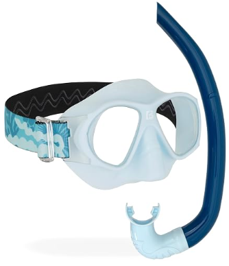 CRESSI Nautilus Combo Kid - Máscara Brezzy Lentes Policarbonato + Esnórquel Mini Vibe Tubo TPR y Boquilla Silicona Ideal para Snorkel y Natación en Superficie Unisex-Youth