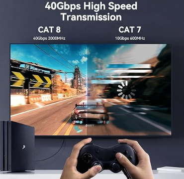 BENFEI Cable Ethernet Cat8 9M, Cable de Red LAN de Alta Velocidad 40Gbps y 2000MHz, RJ45 Blindado S/FTP, Internet resistente para interior y exterior, compatible con PC gamer, PS5, router, módem