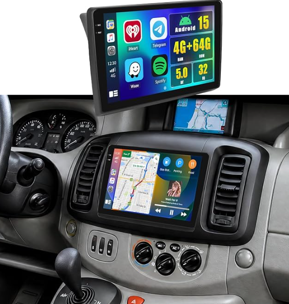 4+64GB Android 15 Radio para Renault Trafic 2001-2010/Opel Vivaro 2006-2010/Nissan Primastar 2006-2014 Wireless Carplay Android Auto Pantalla Táctil 10.1 Pulgadas 2 DIN Autoradio con GPS Bluetooth