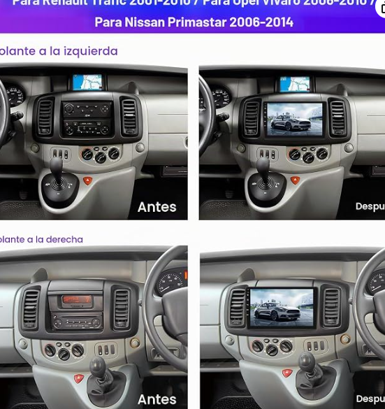 4+64GB Android 15 Radio para Renault Trafic 2001-2010/Opel Vivaro 2006-2010/Nissan Primastar 2006-2014 Wireless Carplay Android Auto Pantalla Táctil 10.1 Pulgadas 2 DIN Autoradio con GPS Bluetooth