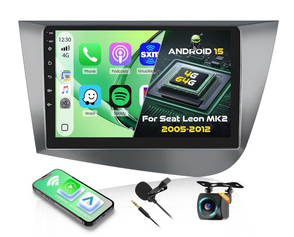 4+64GB 9" Pantalla Radio para Renault Dacia SANDERO II B52 2012-2019
Wireless Carplay Android Auto, 9" IPS Touch Screen Android Radio Coche con Bluetooth 5.0/GPS/Cámara de Marcha Atrás/FM/WiFi