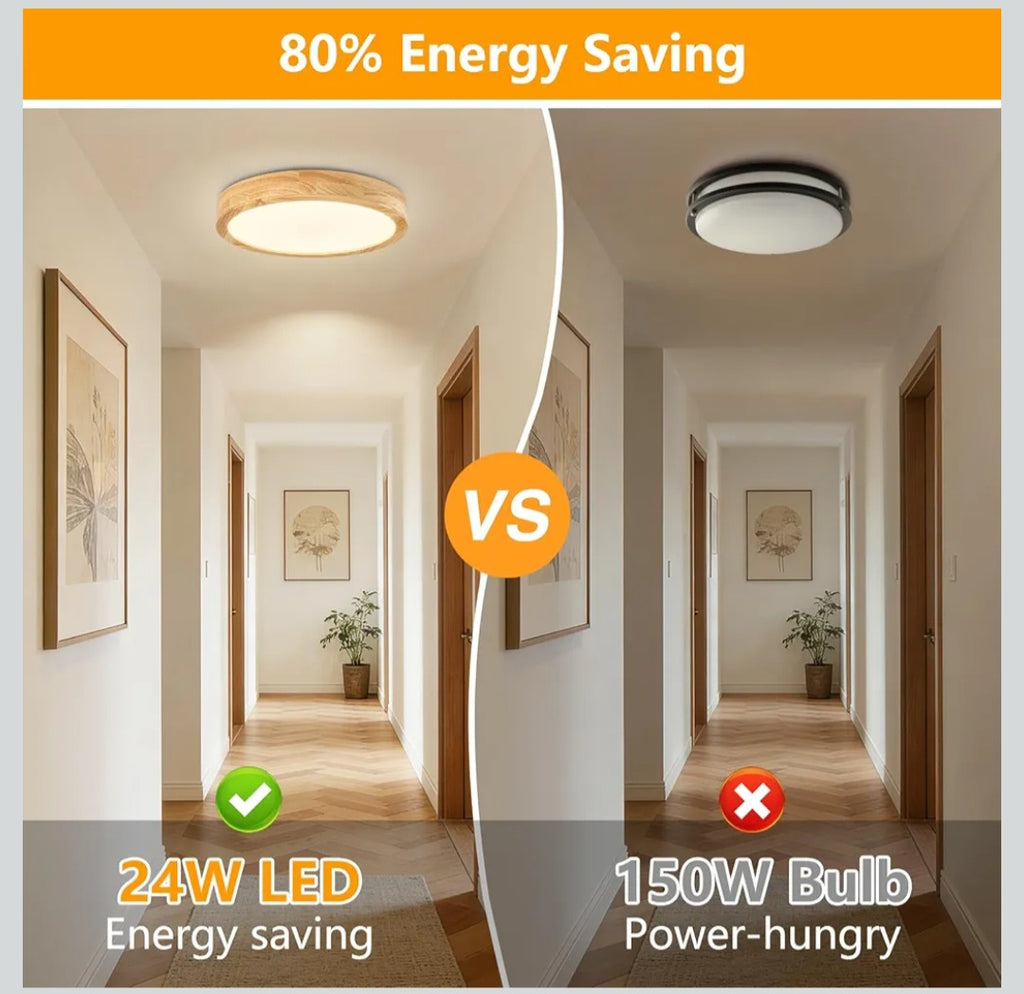 Plafón LED Techo Ø 30 cm Madera, Lámpara Techo 24W 3100LM 4500K
Lámpara de Techo Redonda con Diseño Moderno, Luz 4500K Blanco Neutro para Salón, Dormitorio, Habitación, Cocina, Oficina