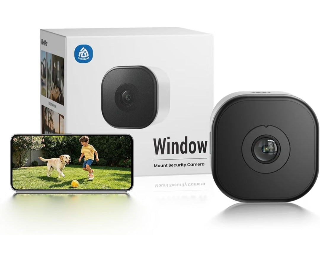Camara de Ventana 3MP 2K, Sin Taladros, WiFi 2.4/5GHz
Visión Nocturna en Color, Detección de Personas/Vehículo, Grabación 24/7, Antirreflejo & Antideslumbrante, Für Apartamento