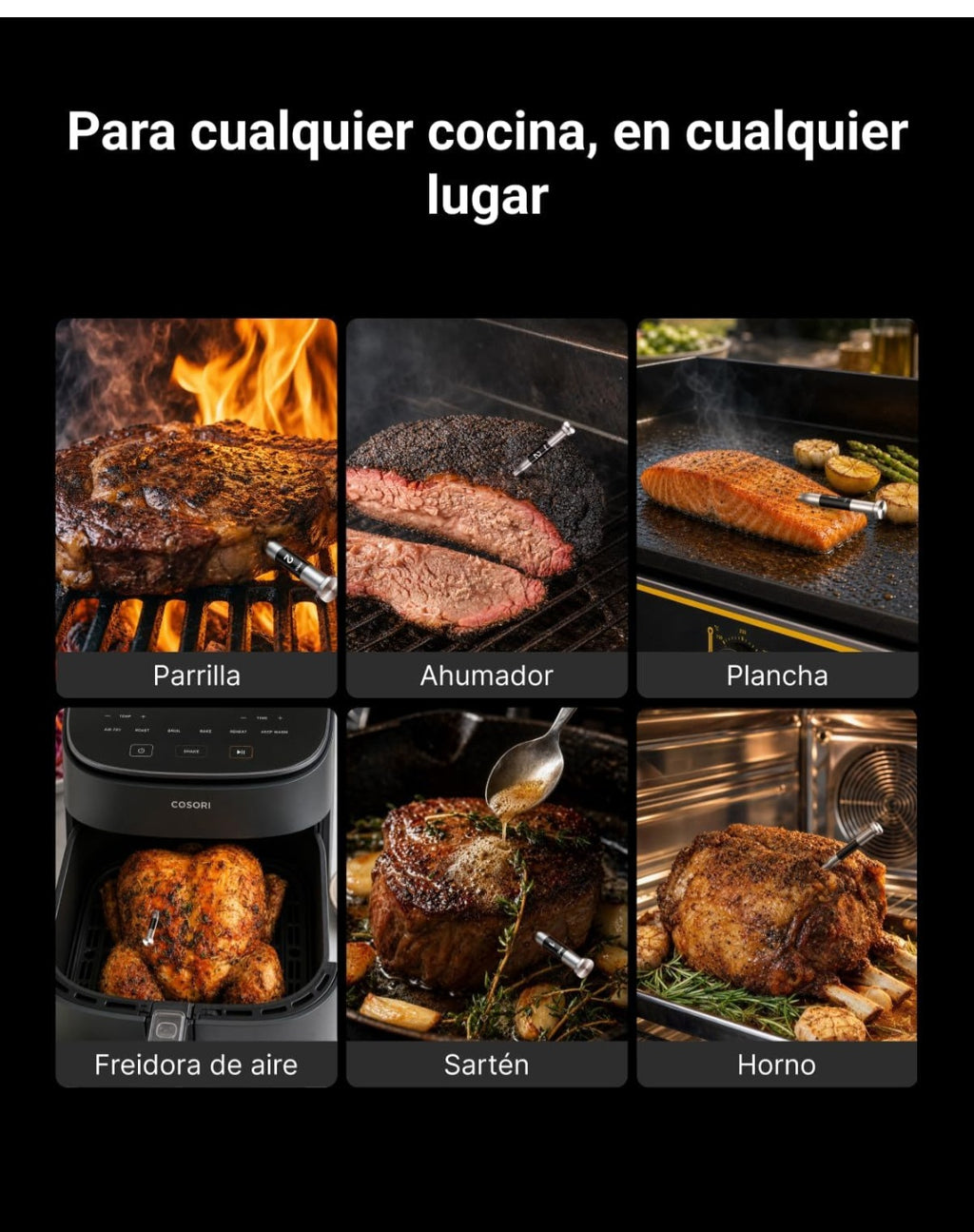 ThermoMaven X2 Termómetro para Carne Inalámbrico con 2 Sondas 915m Sub-1G
Finas NIST, 6 Sensores, Pantalla LCD sin App para Barbacoa, Horno, Parrilla, Ahumador, Costillas, Asados y Cocción Lenta