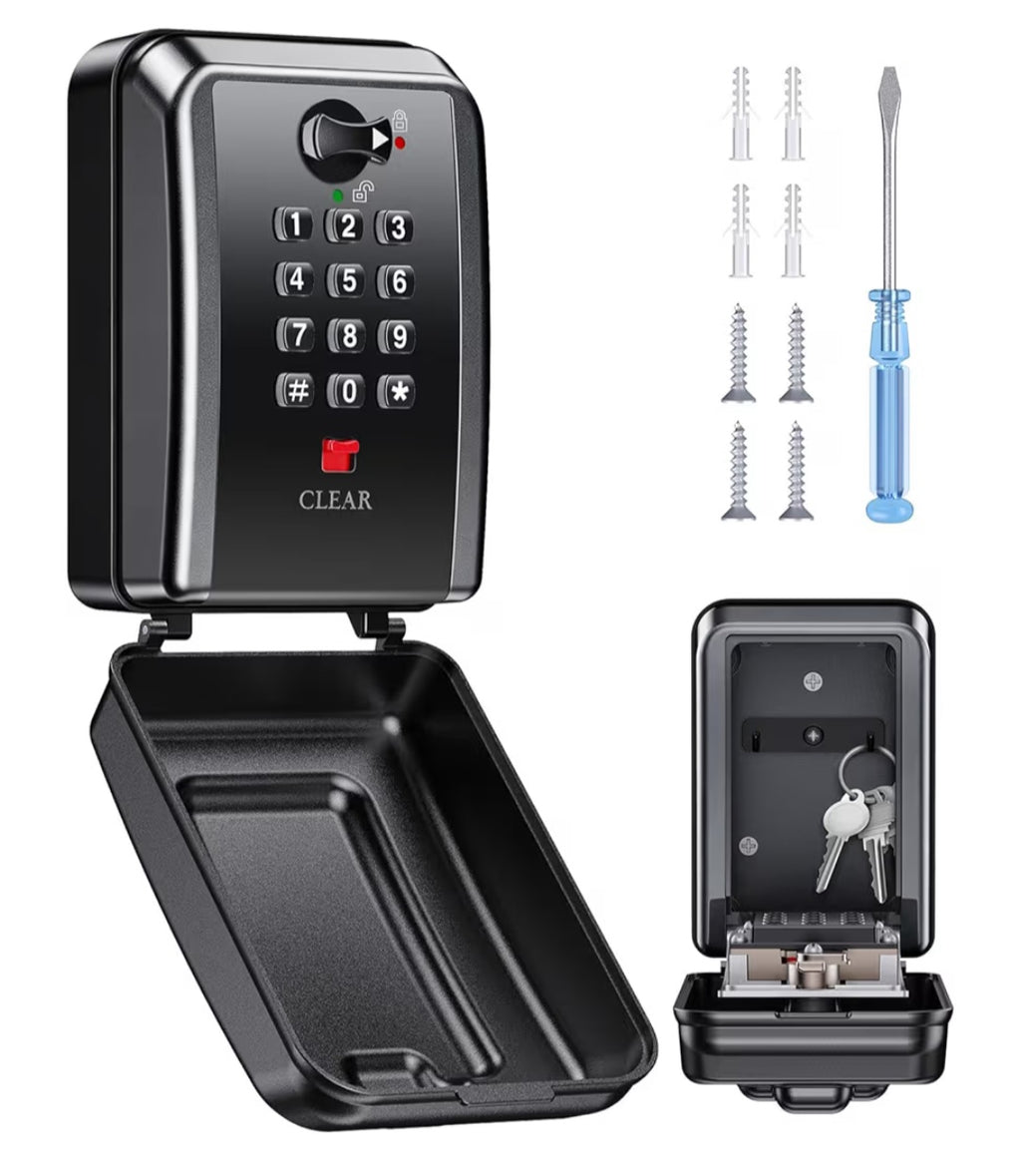 Mohard Key Lock Box, Wall Mount Key Safe with 12-Digit Combination, Large Capacity & Waterproof Outdoor Key Storage with Resettable Code for Home Garage School Office