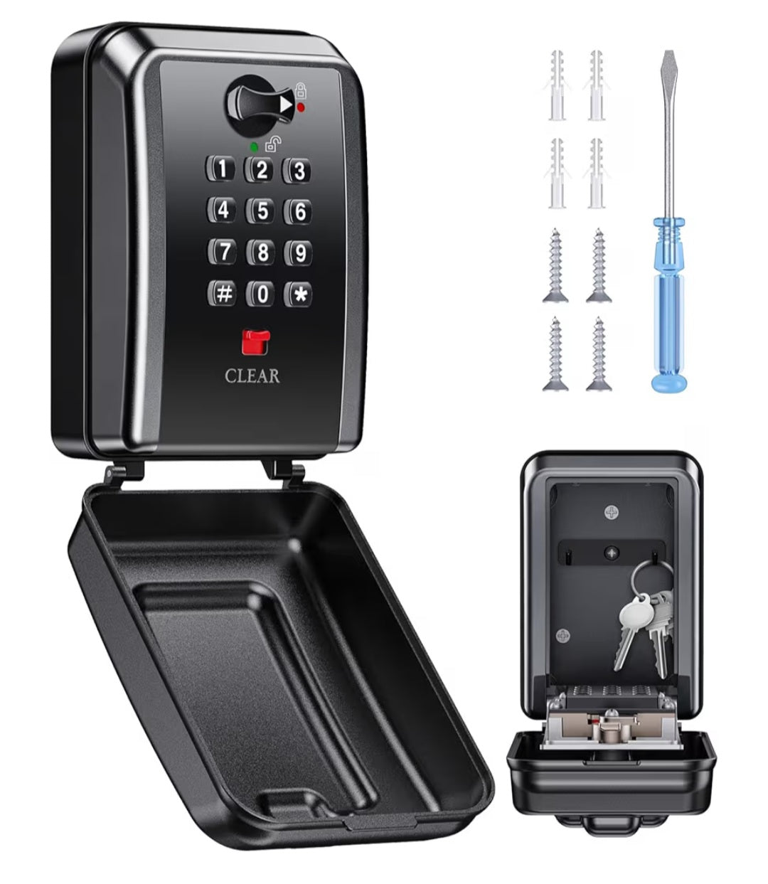 Mohard Caja de Seguridad para Llaves, Caja Llaves Pared con Combinación 12 Dígitos, Gran Capacidad & Impermeable Caja Fuerte Llaves Exterior con Código Resttable para Hogar Garaje Escuela Oficina