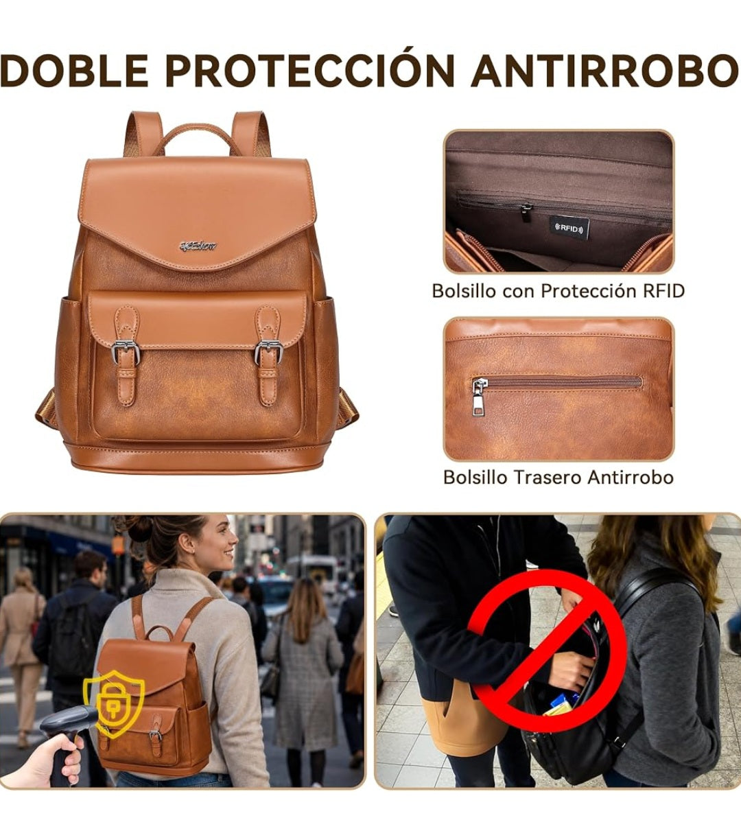Eshow Mochila Mujer Antirrobo con Protección RFID Marrón
Bolso Impermeable, con Múltiples bolsillos, Casual para Viaje Oficina Trabajo Universidad