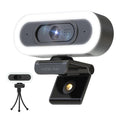 W8LS Webcam 4K 30FPS con Micrófono Anti-Ruido, Luz de Anillo LED, Autofoco, Corrección de Luz, 78°Gran Angular, Tapa Privacidad, Plug & Play, Trípode - comptible Zoom, Teams, OBS y Switch 2