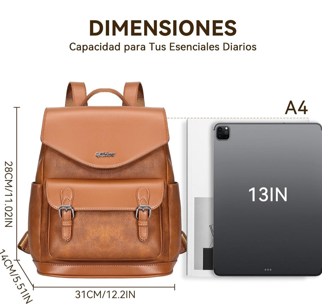 Eshow Mochila Mujer Antirrobo con Protección RFID Marrón
Bolso Impermeable, con Múltiples bolsillos, Casual para Viaje Oficina Trabajo Universidad