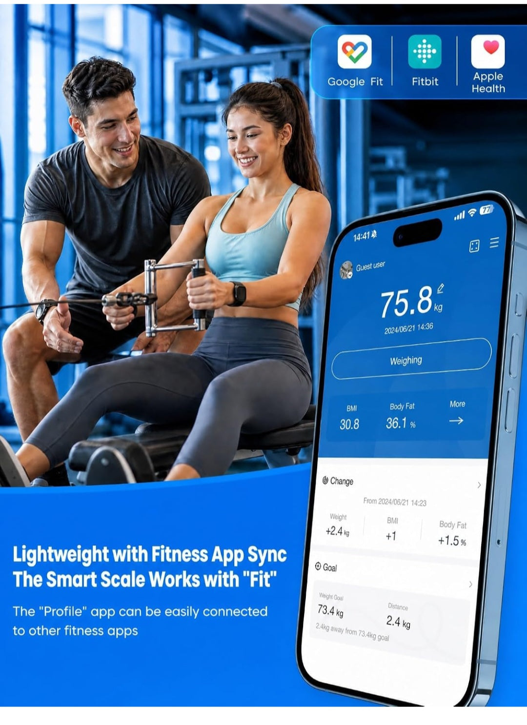 Báscula Inteligente de Análisis Corporal con Bluetooth
Báscula Digital Personal Con 25 Valores De Salud, Sincronización Con Aplicación Para La Reducción De Peso Y Seguimiento