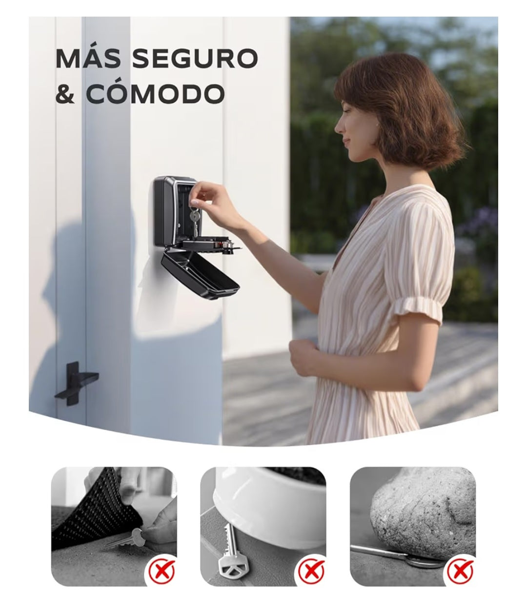 Mohard Caja de Seguridad para Llaves, Caja Llaves Pared con Combinación 12 Dígitos, Gran Capacidad & Impermeable Caja Fuerte Llaves Exterior con Código Resttable para Hogar Garaje Escuela Oficina