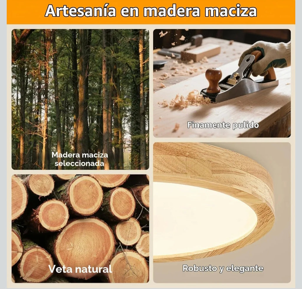 Plafón LED Techo Ø 30 cm Madera, Lámpara Techo 24W 3100LM 4500K
Lámpara de Techo Redonda con Diseño Moderno, Luz 4500K Blanco Neutro para Salón, Dormitorio, Habitación, Cocina, Oficina